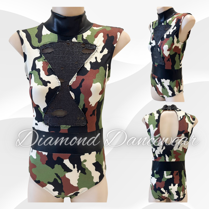 Girls Size 12 -  Camoflage Print Contemporary or Jazz Leotard - In Stock