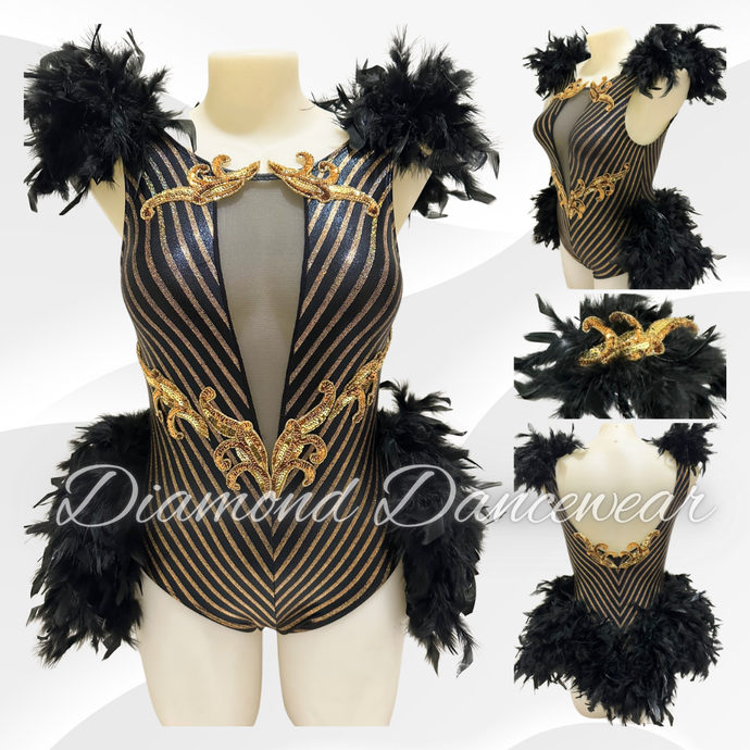 Adults 12 - Black and Gold Broadway Jazz Dance Costume - In Stock