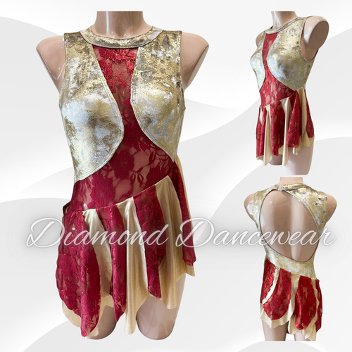 Adults Size 8 - SA - Gold and Burgandy Contemporary or Lyrical Costume - In Stock
