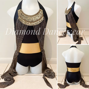 Girls Size 8 - Gold and Black Contemporary Dance Costume - In Stock