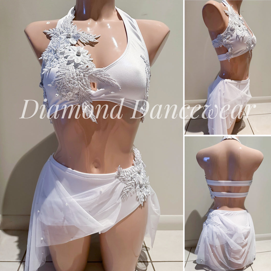 Adult Size 8 - Beautiful White Lyrical Dance Costume - In Stock