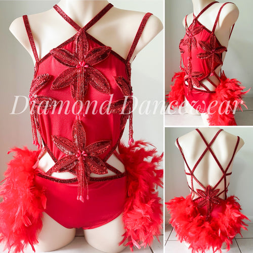 Girls Size 12 -  Red Broadway Jazz Dance Costume - In Stock