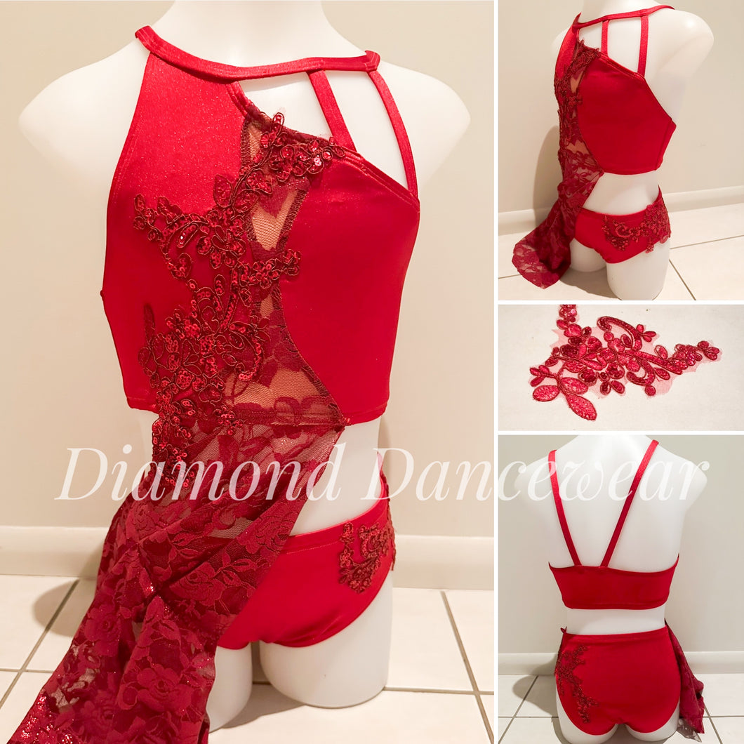 Girls Size 10 - Red Lyrical Dance Costume - In Stock