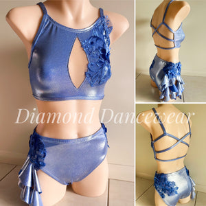 Girls Size 12 - Blue Two Piece Lyrical Dance Costume  - In Stock