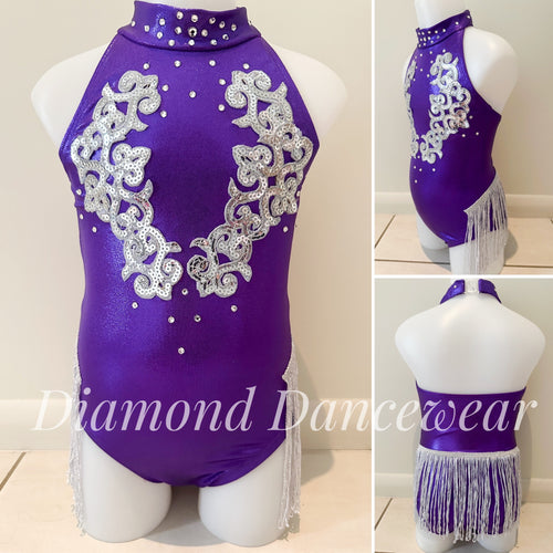 Girls size 6 -  Purple and Silver Jazz Costume - In Stock