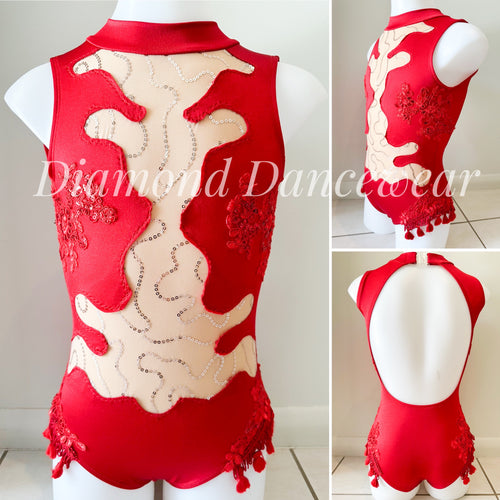 Girls Size 8 - Red and Gild Tap or Jazz Dance Costume - In Stock