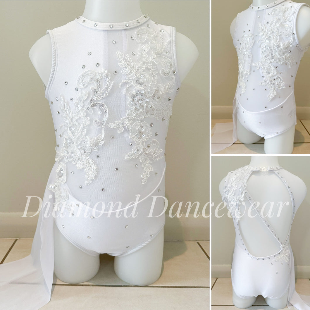 Girls Size 4 - White and Silver Lyrical Dance Costume - In Stock