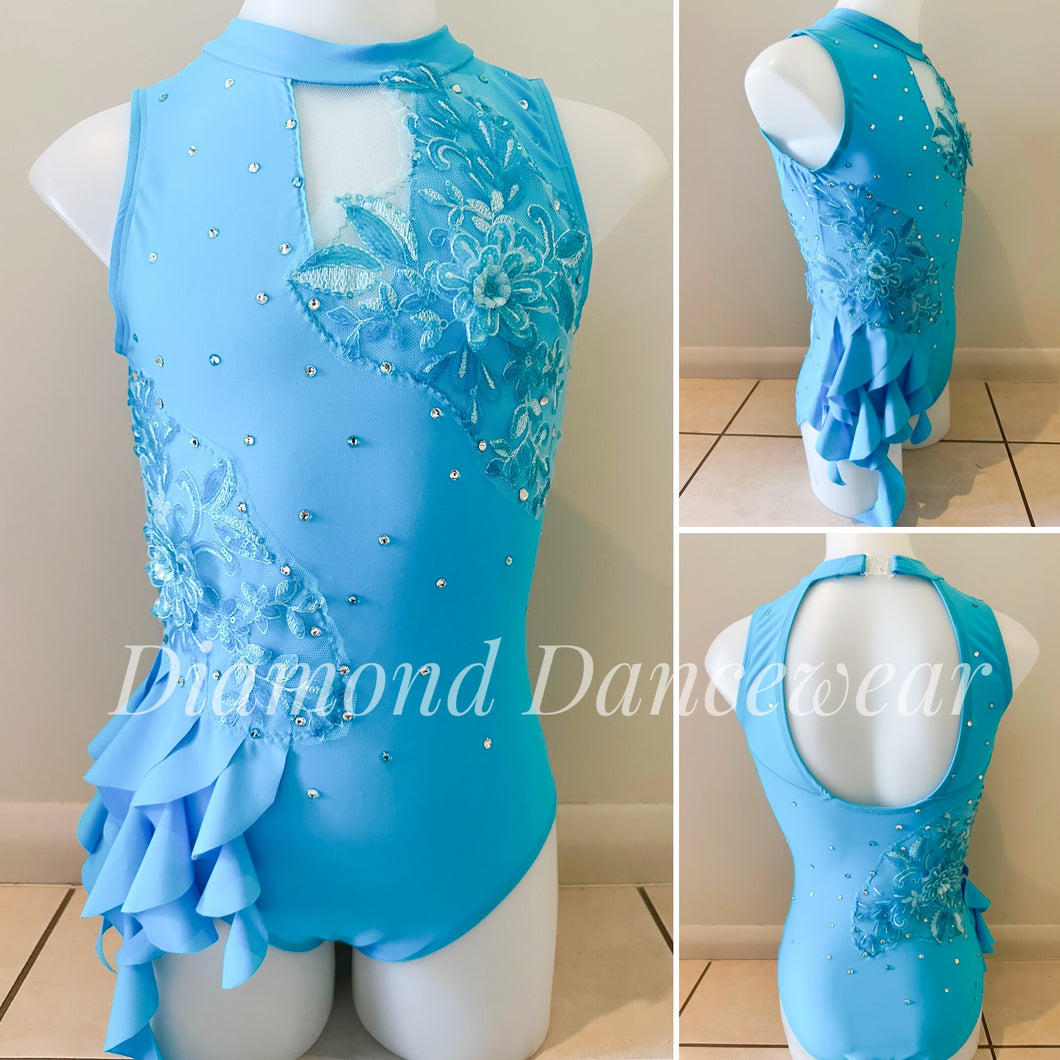 Girls Size 10 - Turquoise Blue Lyrical Dance Costume - In Stock
