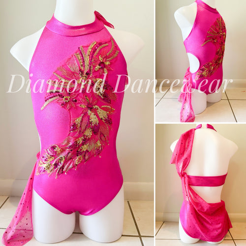 Girls Size 8 - Pink and Gold Lyrical Dance Costume - In Stock