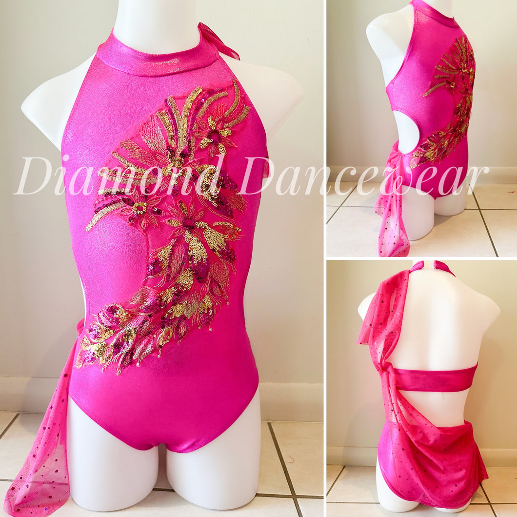 Girls Size 8 - Pink and Gold Lyrical Dance Costume - In Stock