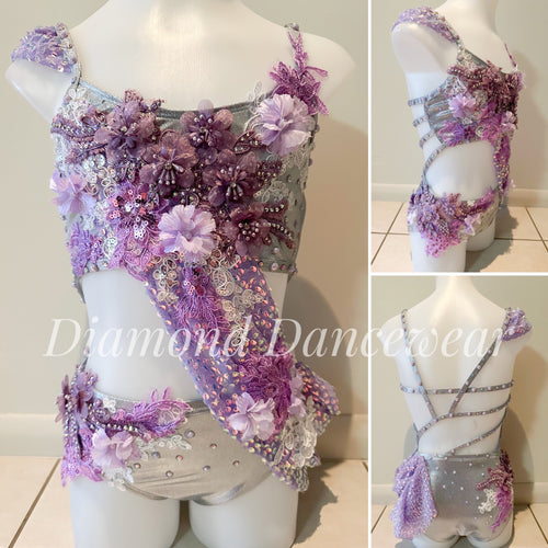Girls Size 10 - Lilac and Silver Lyrical Dance Costume - In Stock