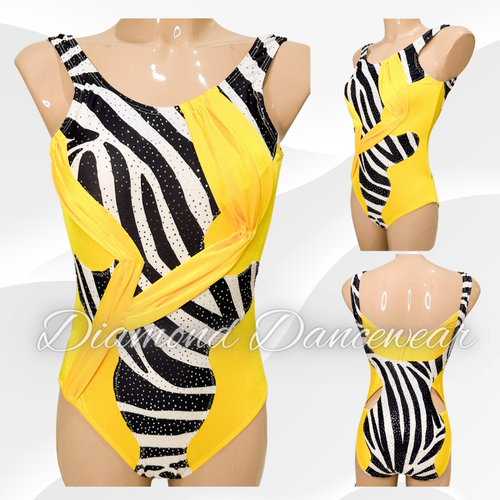 Adults Size 10 - Yellow, Black & White Jazz, Acro or Contemporary Dance Costume - In Stock