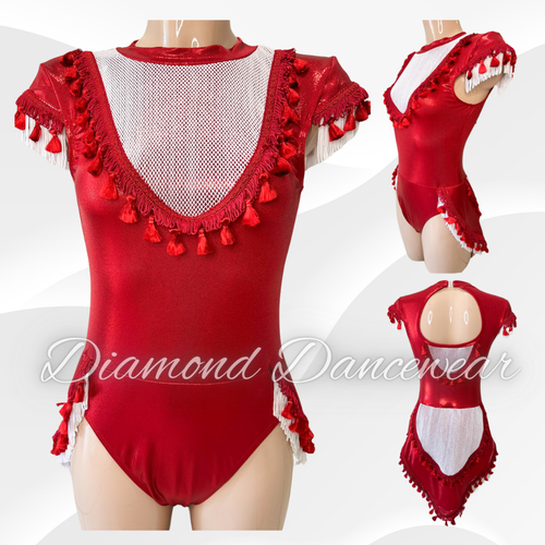 Adults Size 10 - Red and White Jazz or Tap Dance Costume - In Stock