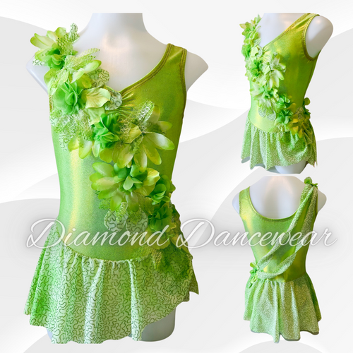Girls Size 10 - Lime Green Lyrical Dance Costume - In Stock