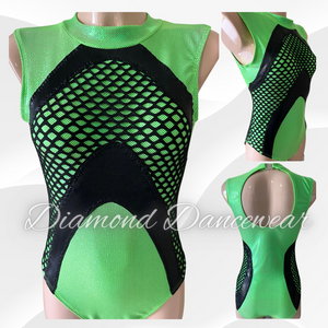 Adults Size 10 - Lime Green and Black Jazz or Contemporary Dance Costume - In Stock