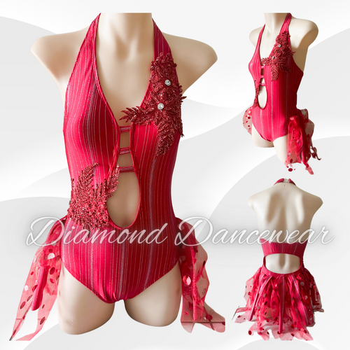Girls Size 12 - Red and Silver Jazz or Contemporay Costume - In Stock
