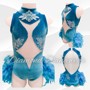 Girls Size 10 -  Turquoise Blue Broadway Jazz Costume - In Stock