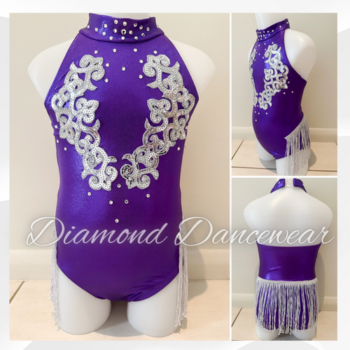 Girls size 6 -  Purple and Silver Jazz Costume - In Stock