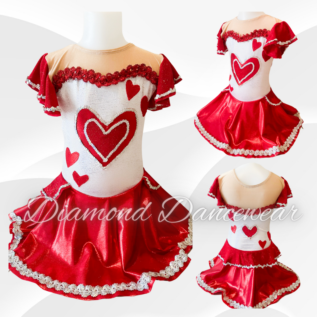 Girls size 6 - Red and White Jazz or Tap Dance Costume - In Stock