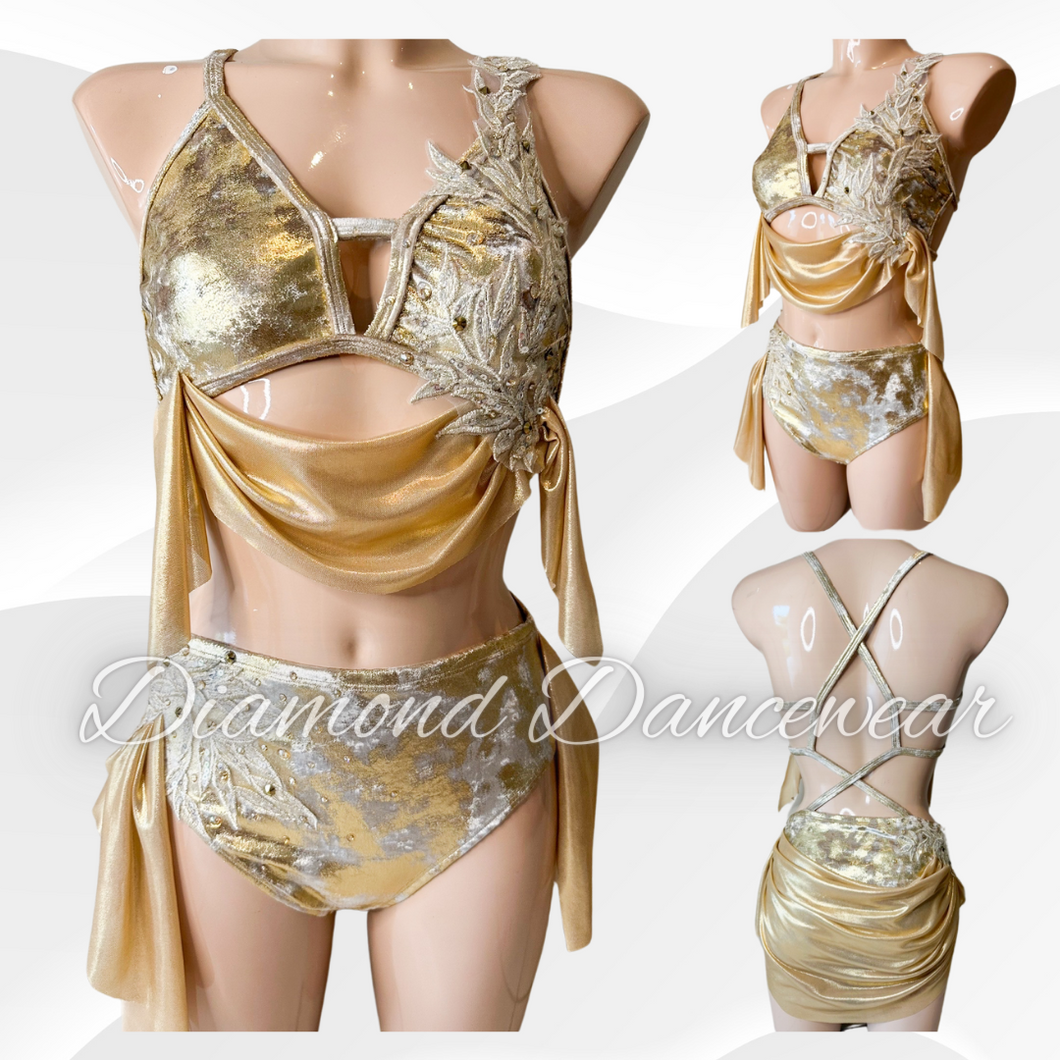 Adult Size 8 - Stunning Gold Lyrical Dance Costume - In Stock