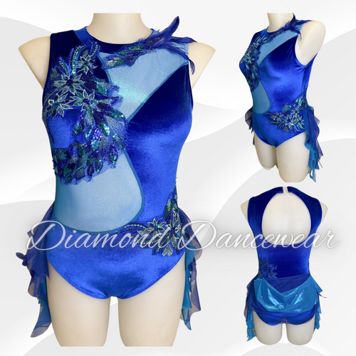 Adults 14 - Royal Blue Velvet Lyrical Dance Costume - In Stock