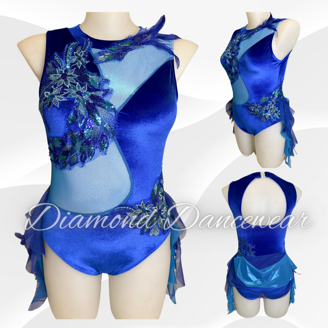 Adults 14 - Royal Blue Velvet Lyrical Dance Costume - In Stock