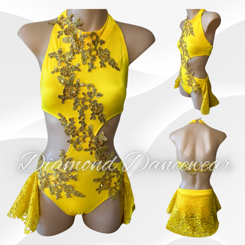 Girls Size 12 - Yellow and Gold Lyrical Dance Costume - In Stock