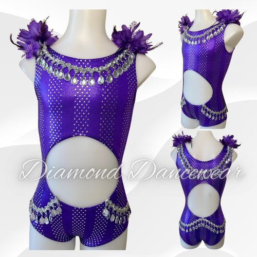 Girls Size 8 - Purple and Silver Tap or Jazz Dance Costume - In Stock