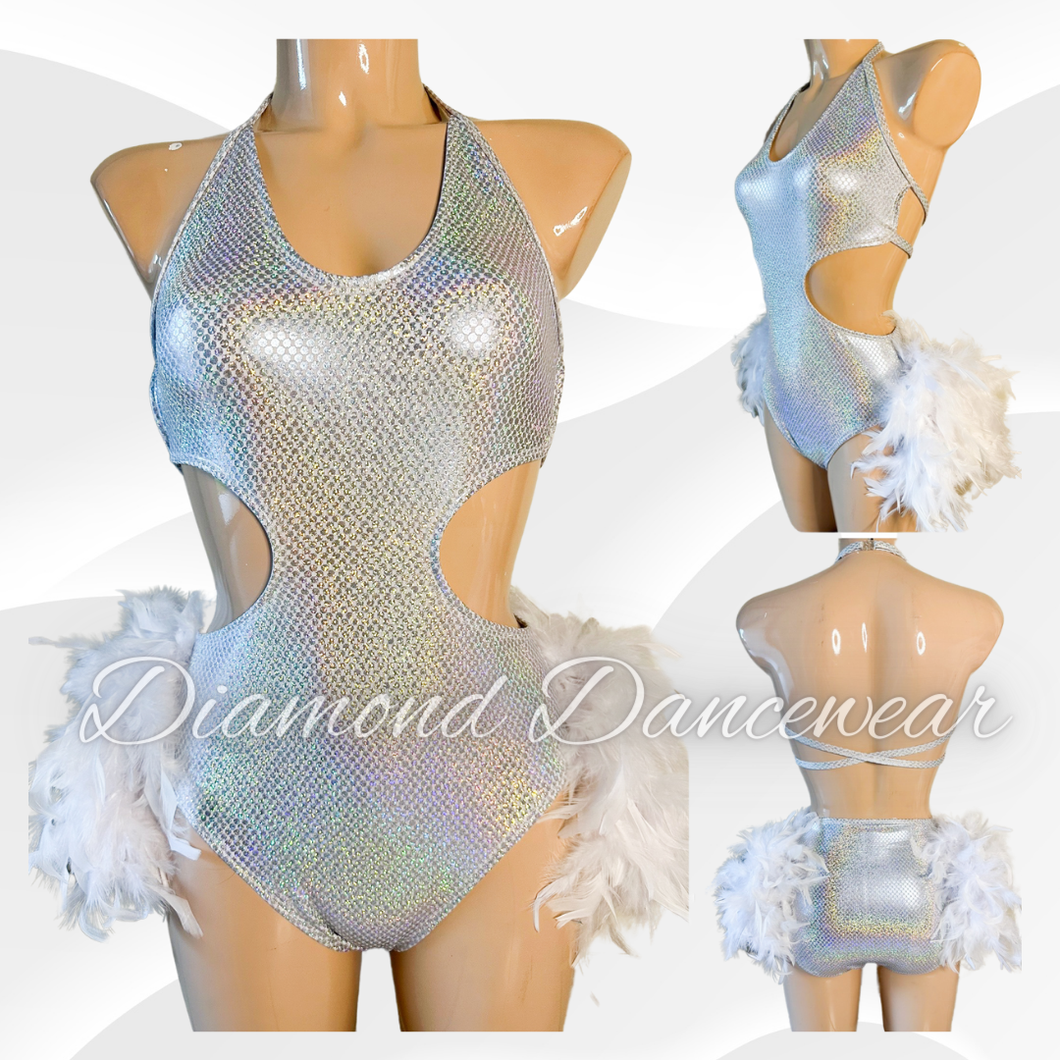 Adult Size 8 - Silver and White Broadway Jazz or Tap Dance Costume - In Stock