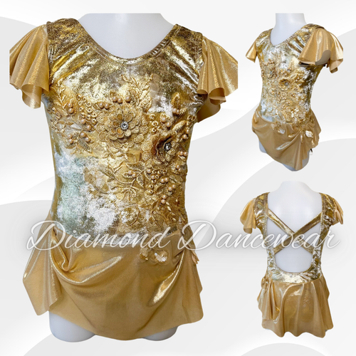 Girls Size 6 - Gold Lyrical Dance Costume - In Stock