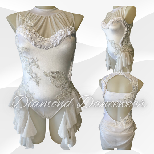 Adults 14 - Beautiful White Velvet Lyrical Dance Costume - In Stock