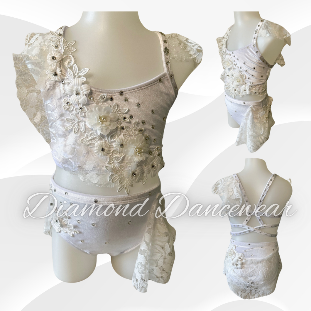 Girls Size 4 - White Lyrical Dance Costume - In Stock