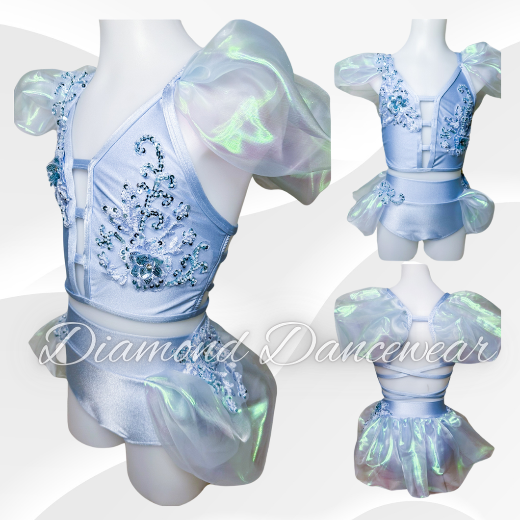 Girls Size 10 - Pale Blue Two Piece Lyrical Dance Costume - In Stock