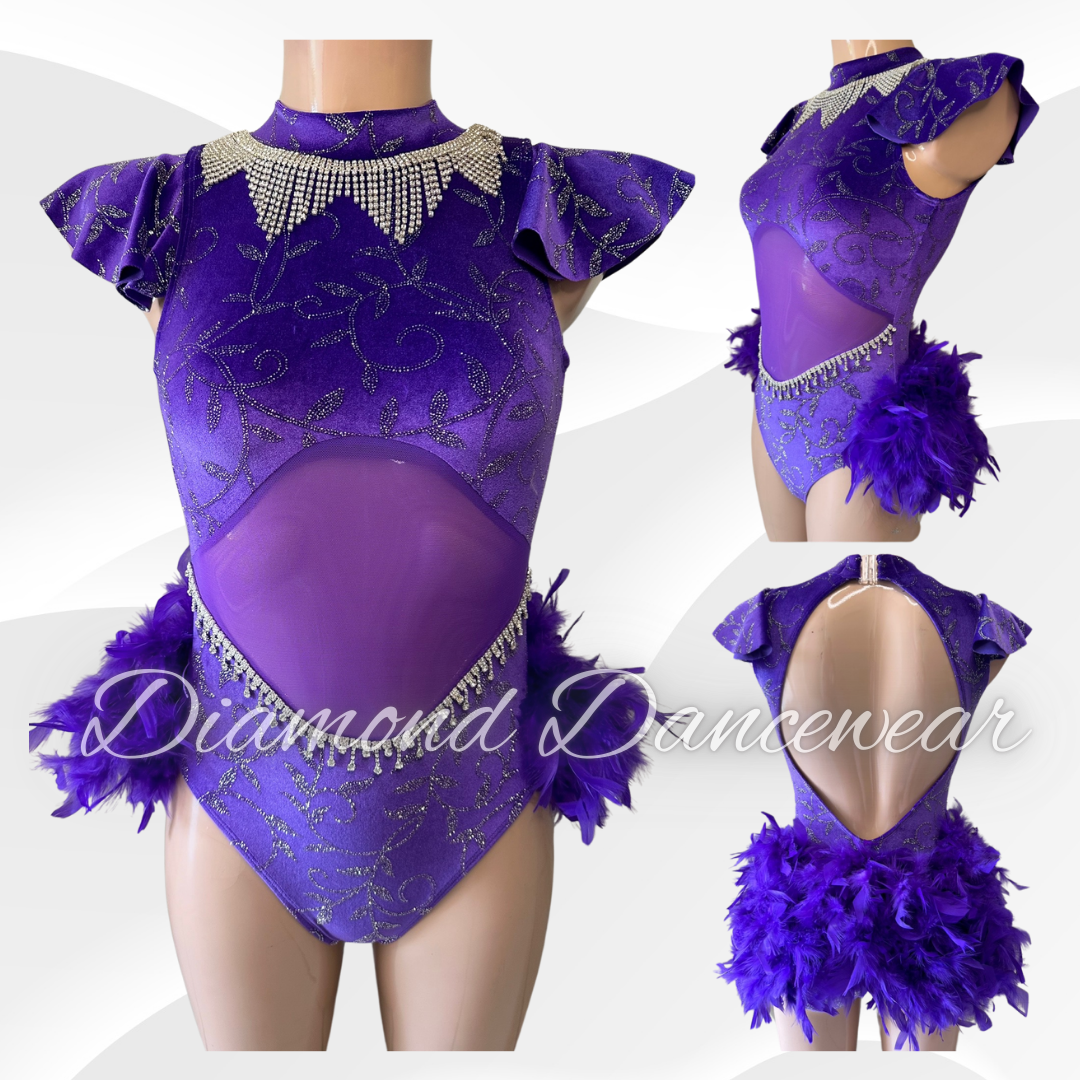 Adult Size 8 - Purple and Silver Glitter Velvet Jazz Dance