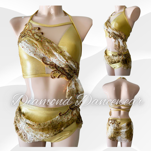 Adults Size 8 - Striking Gold and Bronze Two Piece Contemporary or Lyrical Costume - In Stock