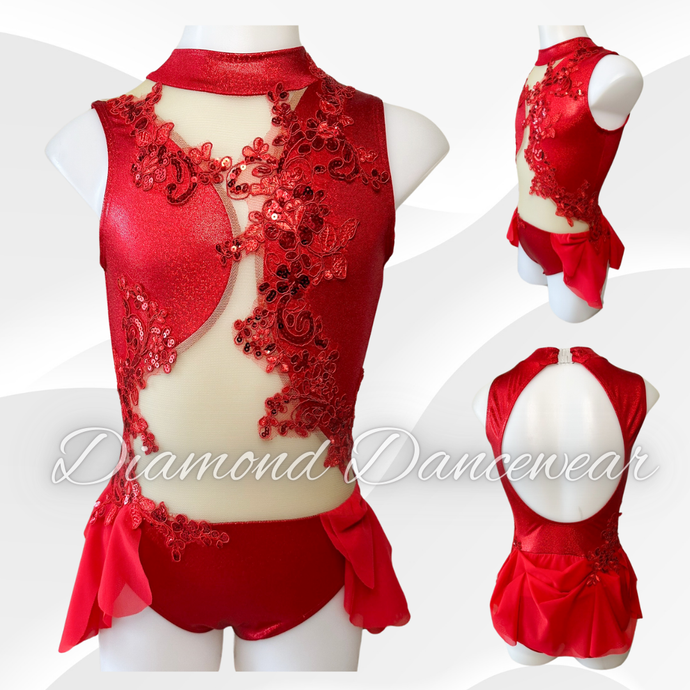 Girls Size 10 - Beautiful Red Lyrical Dance Costume - In Stock