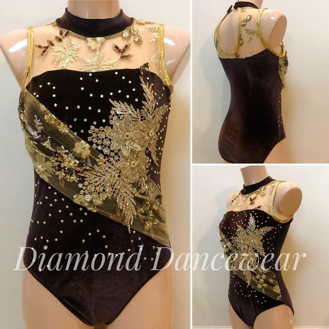Adults Size 10 -Chocolate Brown Velvet Leotard - In Stock