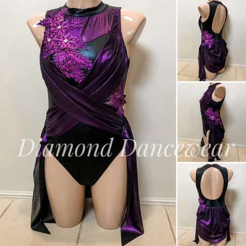 Adults 12 -  Black and Purple Contemporary Dance Costume - In Stock