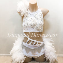 Load image into Gallery viewer, Girls Size 12 - White Velvet Lyrical With Feathers - In Stock