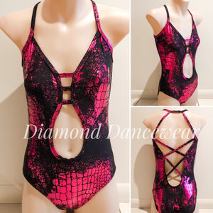 Girls Size 12 -  Black and Pink Jazz or Contemporary Leotard - In Stock