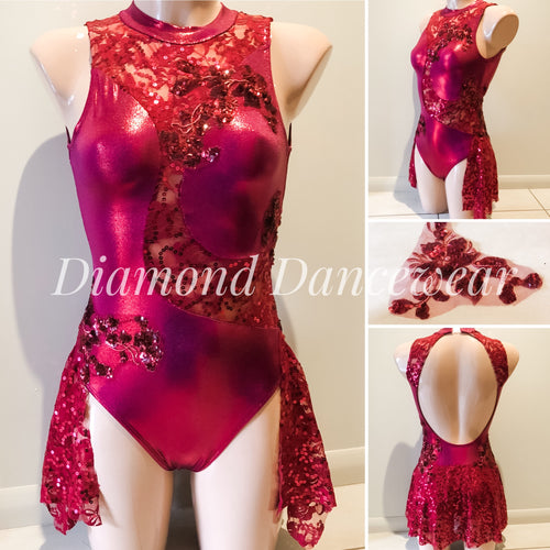Adult Size 8 - Beautiful Burgandy Lyrical Dance Costume - In Stock