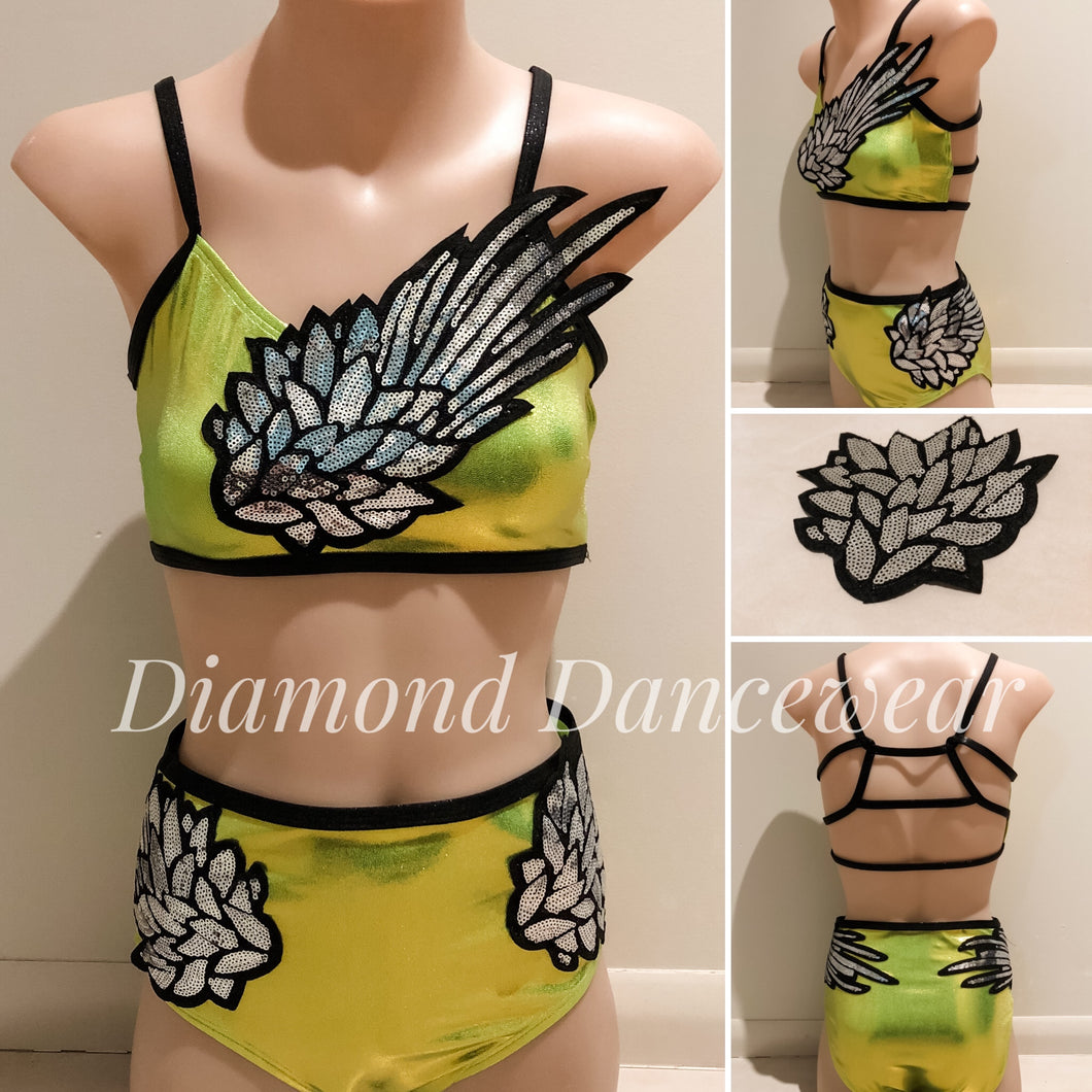 Girls Size 12 -  Neon, Black and Silver Jazz Costume - In Stock