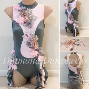 Girls Size 12 - Beautiful Pink and Grey Lyrical Dance Costume  - In Stock