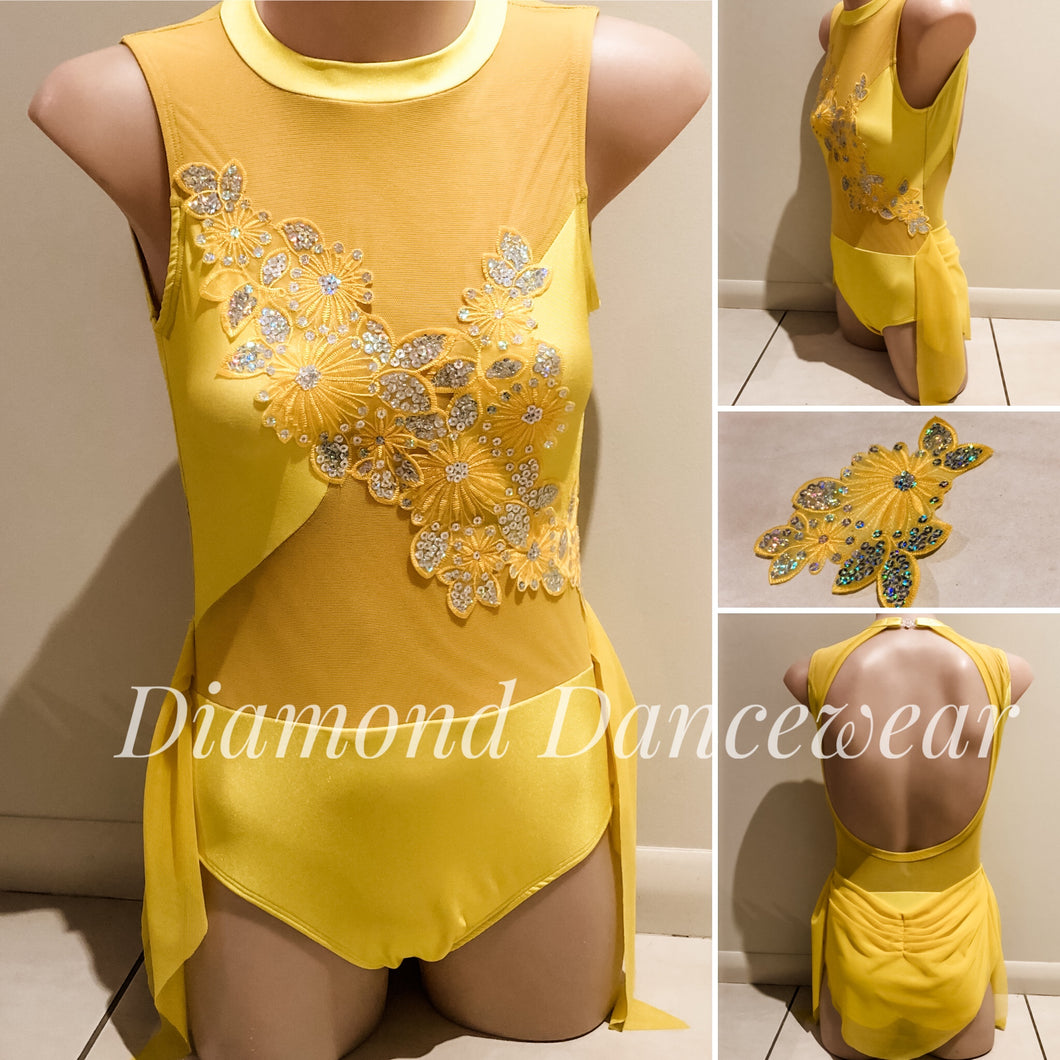 Girls Size 12 - Sunshine Yellow Lyrical Dance Costume  - In Stock