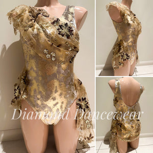 Adult Size 8 - Beautiful Gold Velvet Lyrical Dance Costume - In Stock