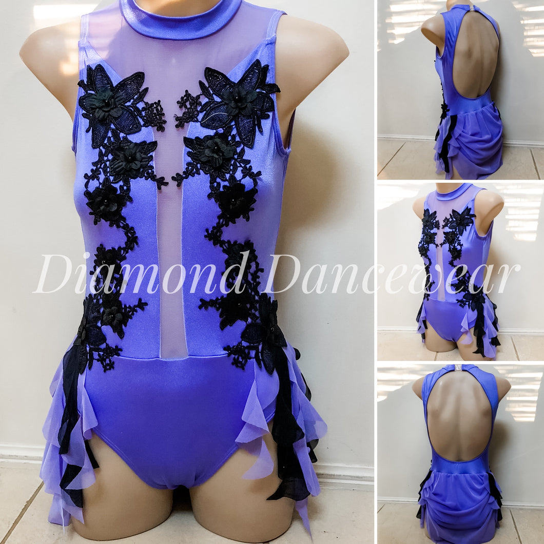 Girls Size 12 - Lovely Lavender and Black Lyrical Dance Costume - In Stock