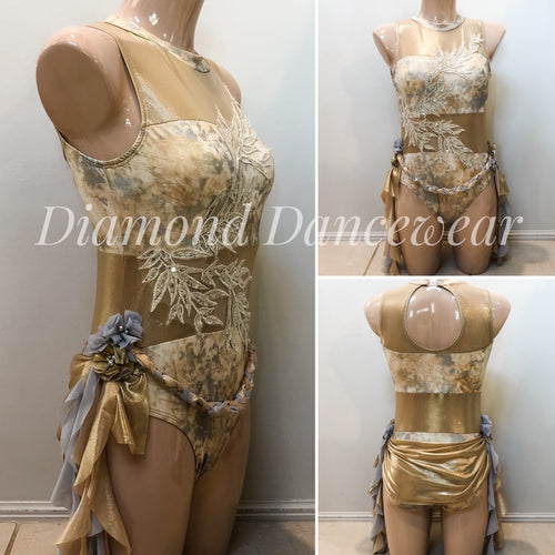 Adults Size 10 - Gold Lyrical Dance Costume - In Stock