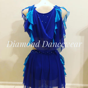 Girls Size 12 - Royal Blue & Turquoise Lyrical Costume - In Stock
