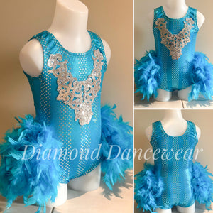 Girls size 6 -  Aqua and Silver Broadway Jazz Costume - In Stock