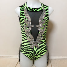 Load image into Gallery viewer, Girls Size 8 - Neon Green and Black Dance Costume - In Stock